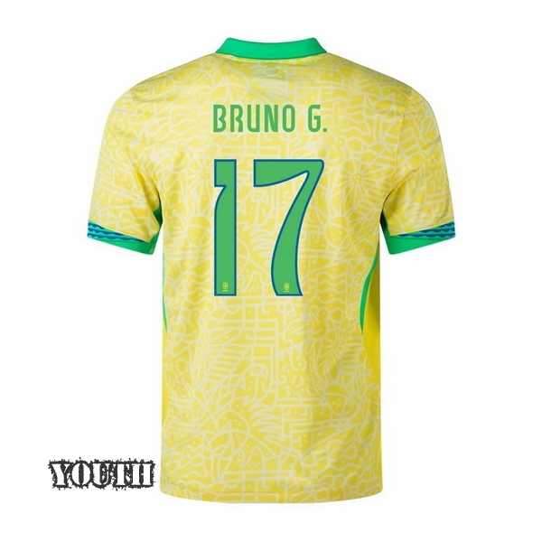 2024 Bruno Guimaraes Brazil Home Youth Soccer Jersey