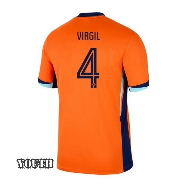 2024 Virgil Van Dijk Netherlands Home Youth Soccer Jersey