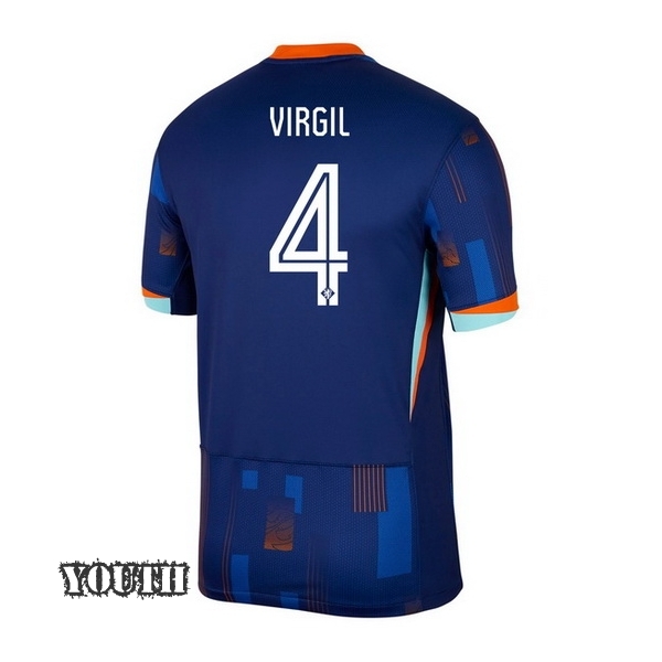 2024 Virgil Van Dijk Netherlands Away Youth Soccer Jersey - Click Image to Close