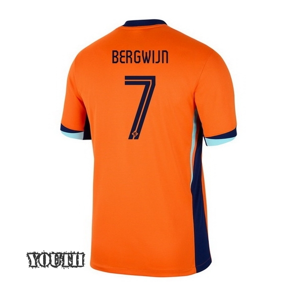 2024 Steven Bergwijn Netherlands Home Youth Soccer Jersey