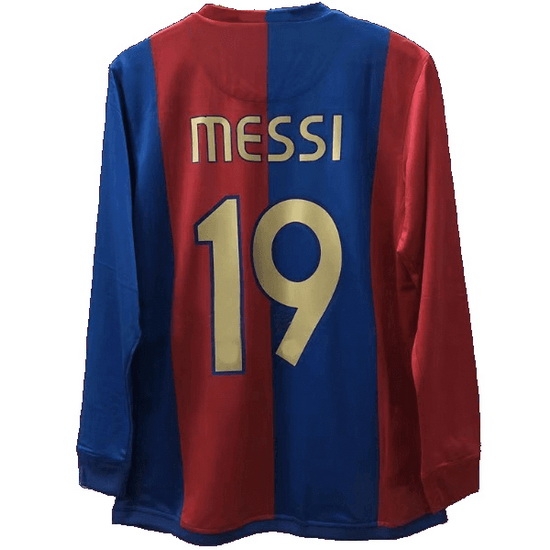 06/07 Messi #19 Home Retro Men's Long Sleeve Jersey