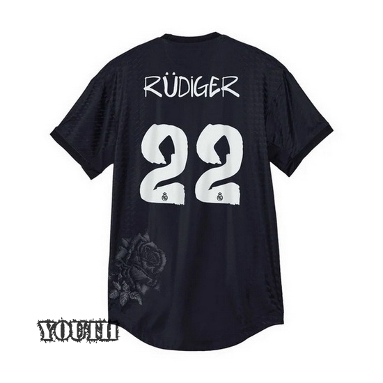 2023/24 Antonio Rudiger Black Youth Soccer Jersey