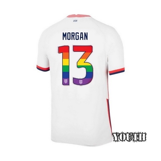 White Alex Morgan 2020 Youth Stadium Rainbow Number Jersey