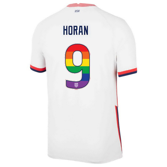 White Lindsey Horan 2020/2021 Men's Stadium Rainbow Number Jersey