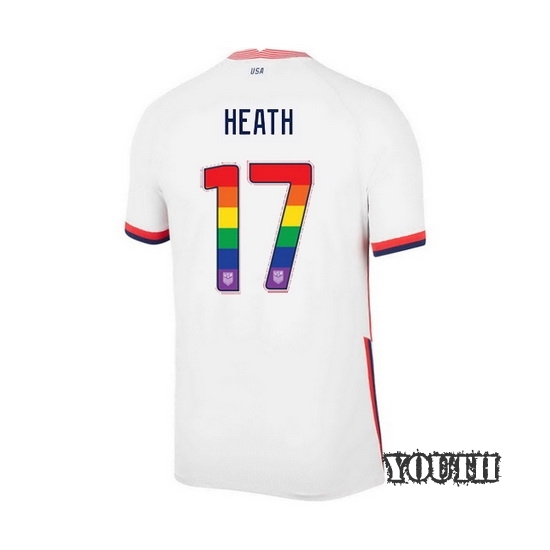 White Tobin Heath 2020 Youth Stadium Rainbow Number Jersey