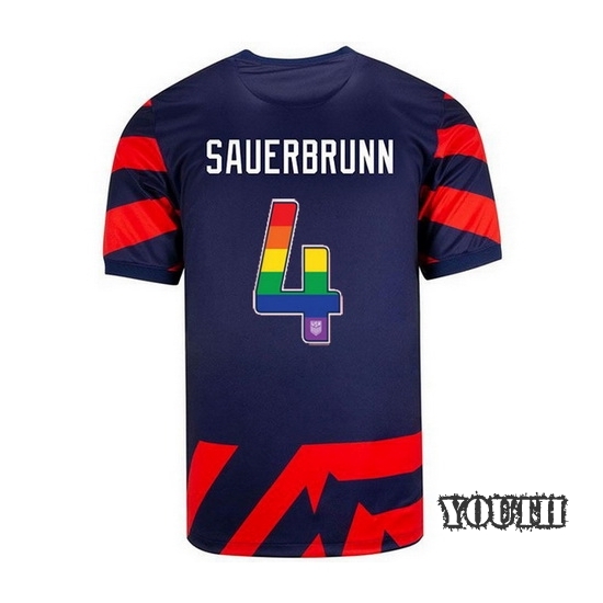 Navy/Red Becky Sauerbrunn 2021/22 Youth Stadium Rainbow Number Jersey - Click Image to Close