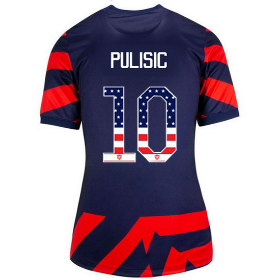 Navy/Red Christian Pulisic 2021/22 Women's Stadium Jersey Independence Day - Click Image to Close