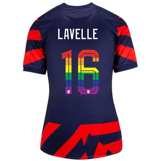 USA Navy/Red Rose Lavelle 21/22 Women's Stadium PRIDE Jersey - Click Image to Close