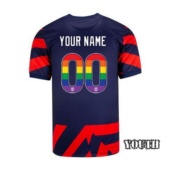 Navy/Red Customized 2021/22 Youth Stadium Rainbow Number Jersey