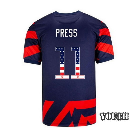 Away #11 Christen Press 2021/2022 Youth Stadium Jersey Independence Day - Click Image to Close