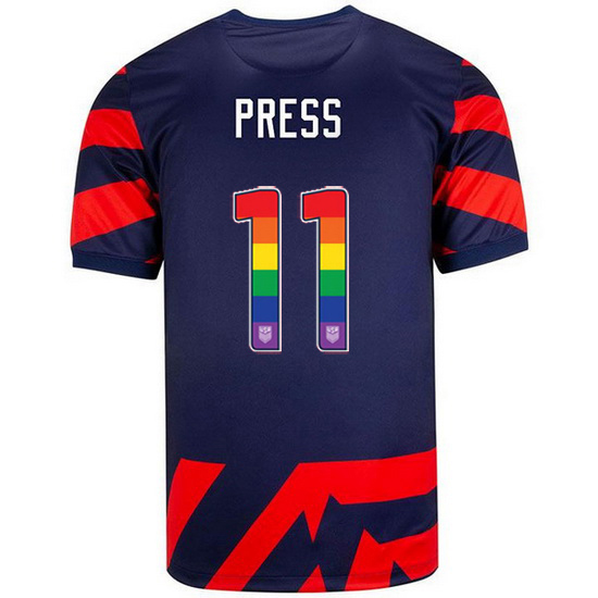 Navy/Red #11 Christen Press 21/22 Men's Stadium Rainbow Number Jersey