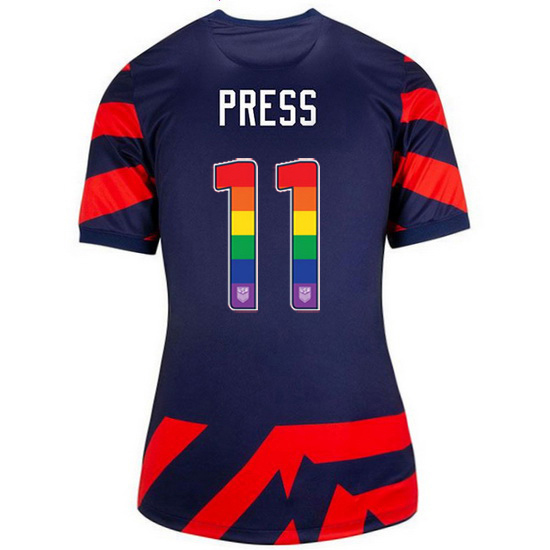 Away #11 Christen Press 2021 Women's Stadium Rainbow Number Jersey