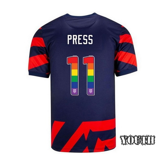 Navy/Red #11 Christen Press 2021/22 Youth Stadium Rainbow Number Jersey