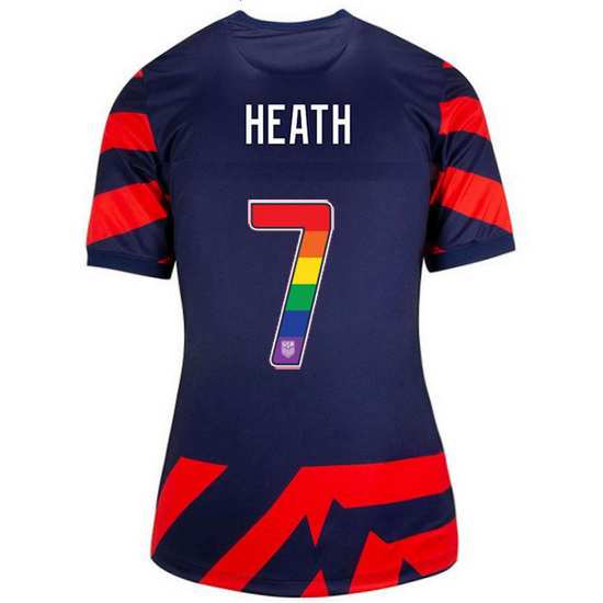 Away #7 Tobin Heath 2021 Women's Stadium Rainbow Number Jersey