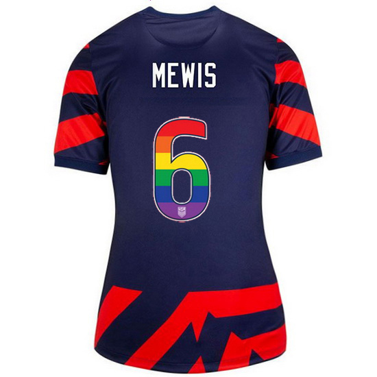 Away #6 Kristie Mewis 2021 Women's Rainbow Number Jersey