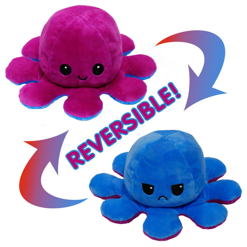 Purple/Blue Reversible Octopus Toy Soft Cute Creative Expression Gift