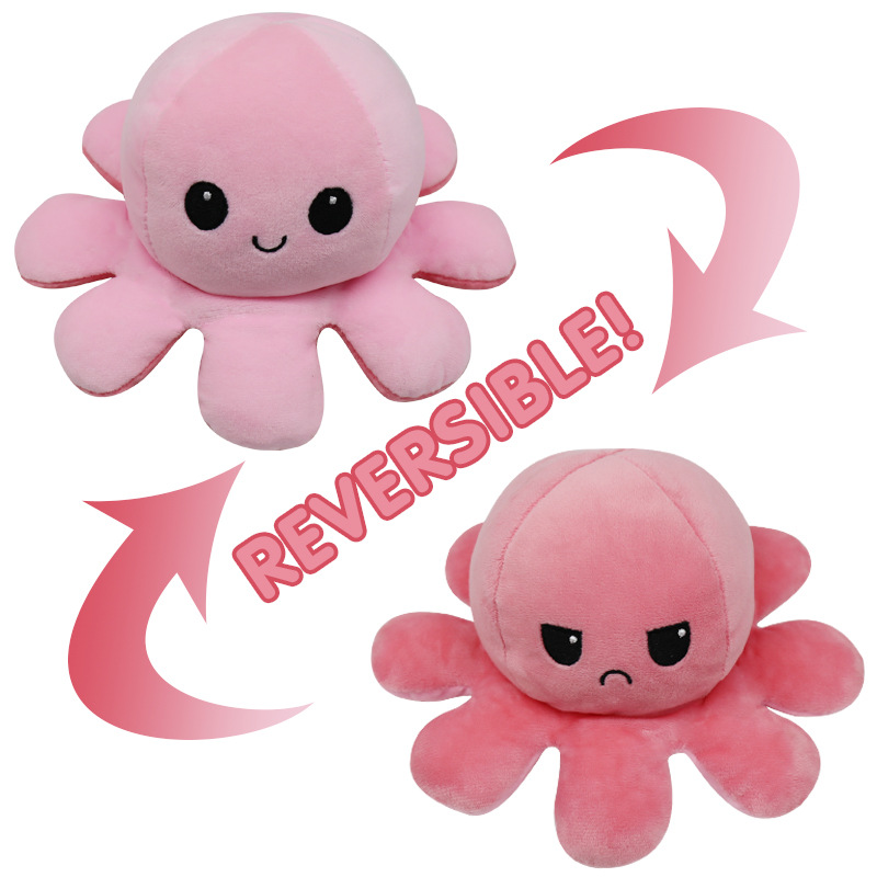 Pink/Pink Reversible Octopus Toy Soft Cute Creative Expression Gift