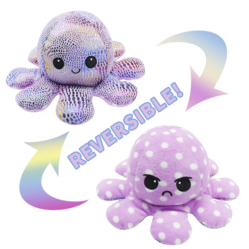 Heliotrope Reversible Octopus Toy Stuffed Animal Happy Sad for Boys Girls
