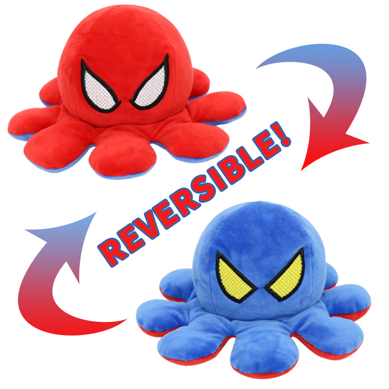 Red/Blue Reversible Octopus Toy Soft Cute Creative Expression Gift