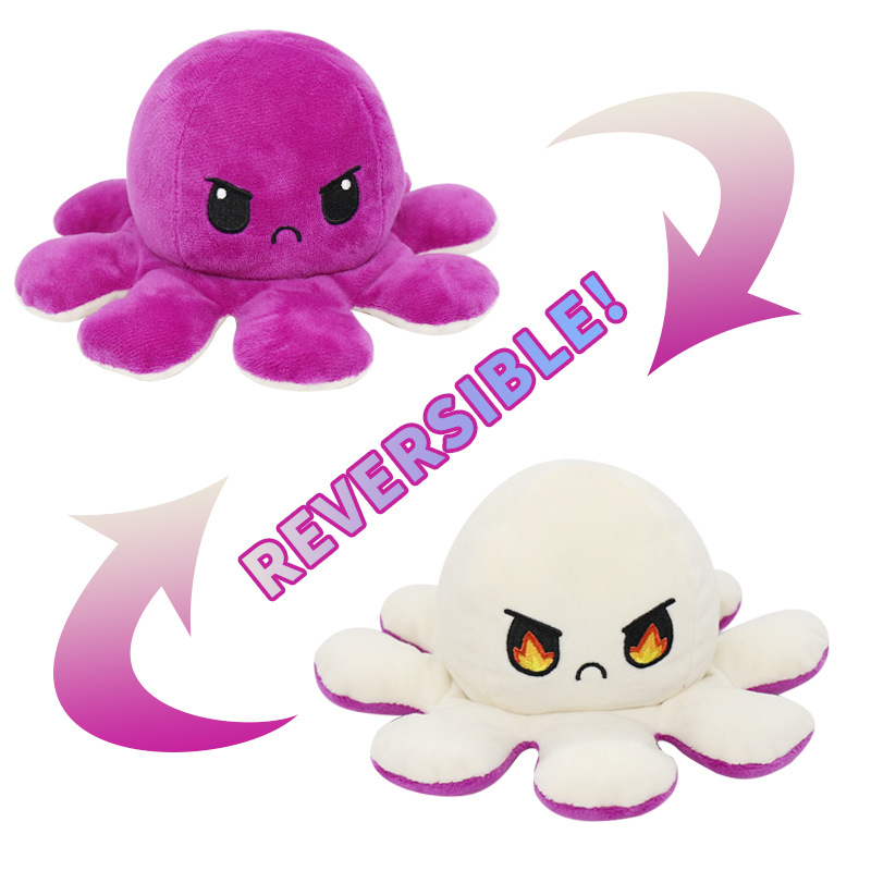 Purple/White Reversible Octopus Toy Soft Cute Creative Expression Gift