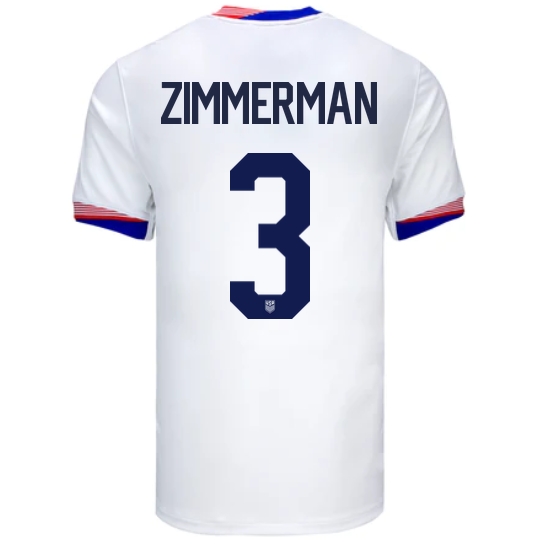 USA Walker Zimmerman 2024 Home Men's Stadium Soccer Jersey - Click Image to Close