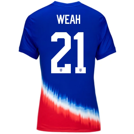USA Tim Weah 2024 Away Women's Stadium Soccer Jersey - Click Image to Close