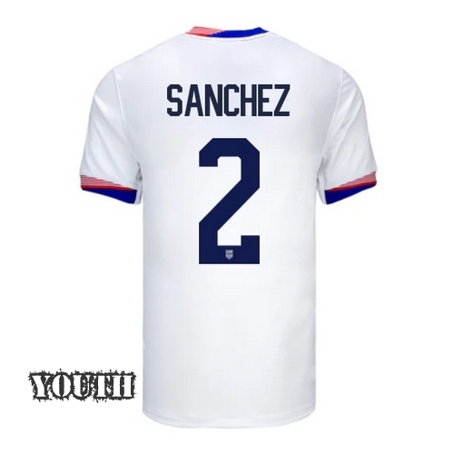 USA Ashley Sanchez 2024 Home Youth Stadium Soccer Jersey - Click Image to Close