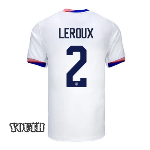 USA Sydney Leroux 2024 Home Youth Stadium Soccer Jersey - Click Image to Close