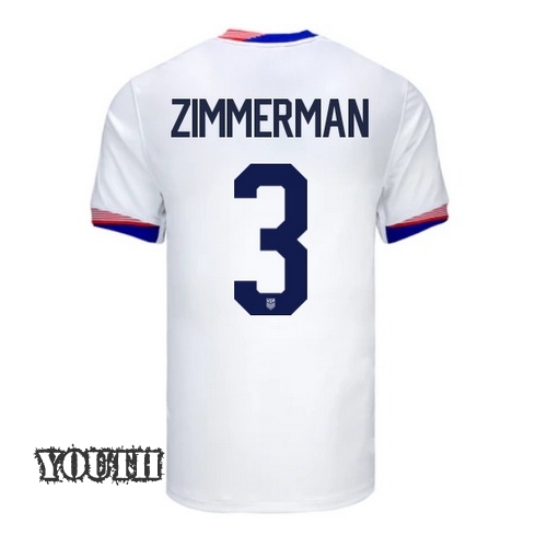 USA Walker Zimmerman 2024 Home Youth Stadium Soccer Jersey - Click Image to Close