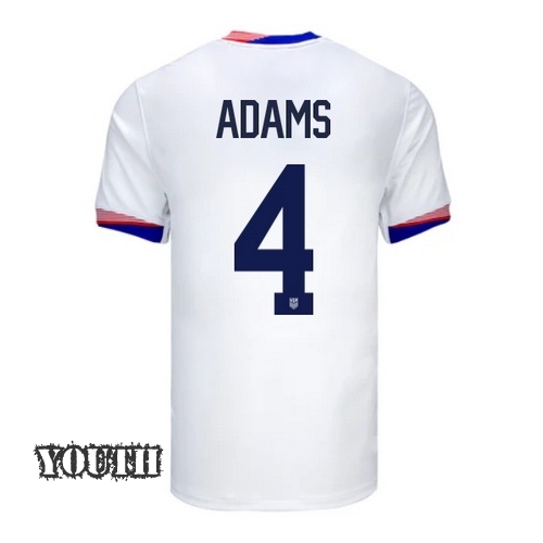 USA Tyler Adams 2024 Home Youth Stadium Soccer Jersey - Click Image to Close