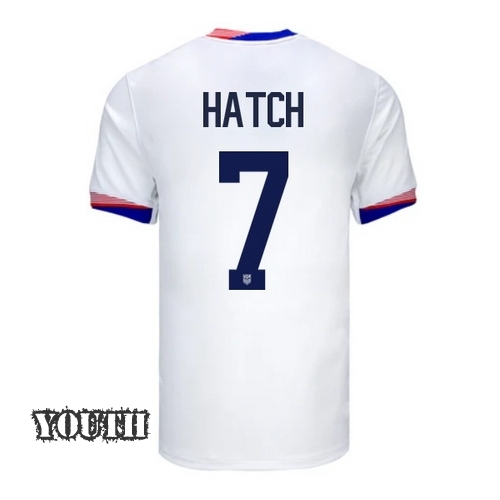 USA Ashley Hatch 2024 Home Youth Stadium Soccer Jersey - Click Image to Close