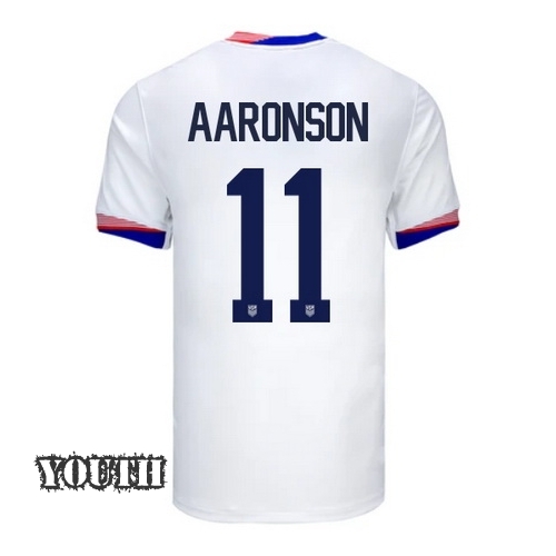 USA Brenden Aaronson 2024 Home Youth Stadium Soccer Jersey - Click Image to Close