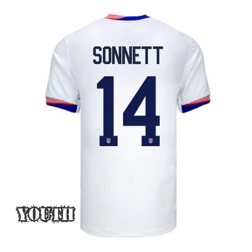 USA Emily Sonnett 2024 Home Youth Stadium Soccer Jersey - Click Image to Close