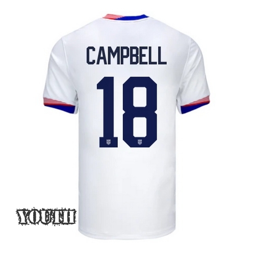 USA Jane Campbell 2024 Home Youth Stadium Soccer Jersey