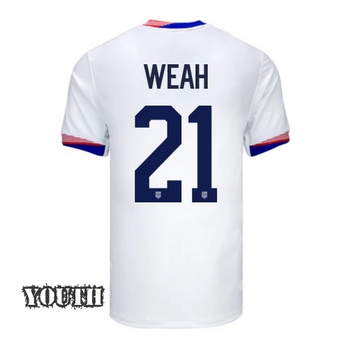 USA Tim Weah 2024 Home Youth Stadium Soccer Jersey