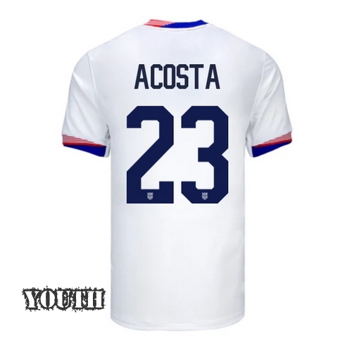 USA Kellyn Acosta 2024 Home Youth Stadium Soccer Jersey - Click Image to Close