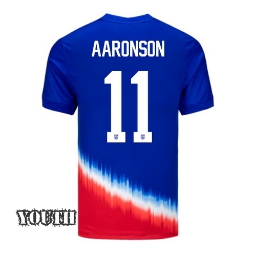 USA Brenden Aaronson 2024 Away Youth Stadium Soccer Jersey