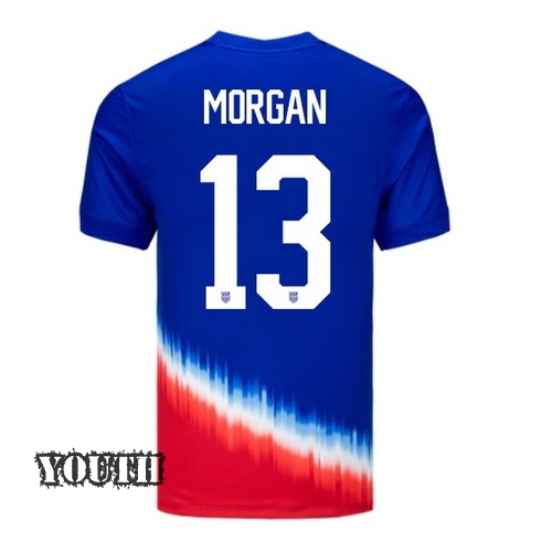 USA Alex Morgan 2024 Away Youth Stadium Soccer Jersey - Click Image to Close