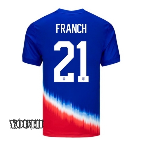 USA Adrianna Franch 2024 Away Youth Stadium Soccer Jersey - Click Image to Close
