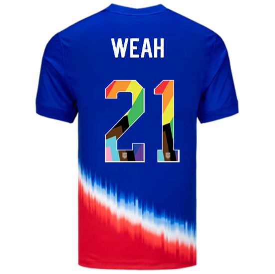 USA 2024/25 Tim Weah Away Pride Men's Soccer Jersey