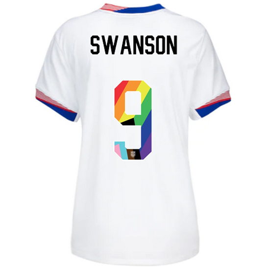USA 2024/25 Mallory Swanson Home Pride Women's Soccer Jersey
