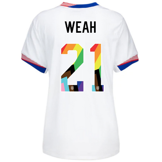 USA 2024/25 Tim Weah Home Pride Women's Soccer Jersey