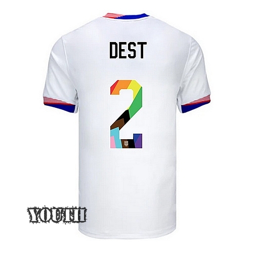USA 2024/25 Sergino Dest Home Pride Youth Soccer Jersey