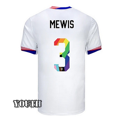 USA 2024/25 Samantha Mewis Home Pride Youth Soccer Jersey