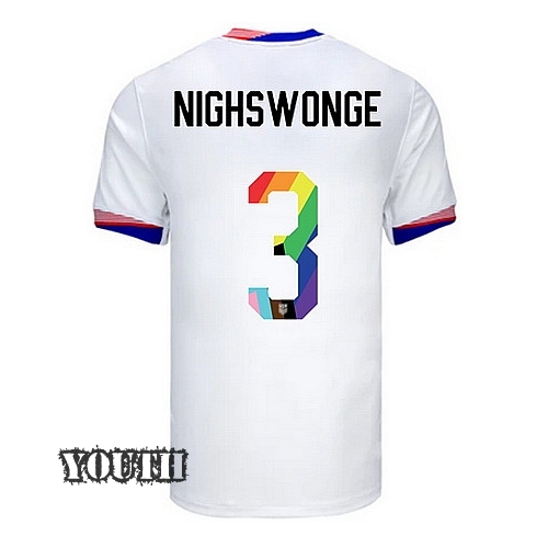 USA 2024/25 Jenna Nighswonger Home Pride Youth Soccer Jersey