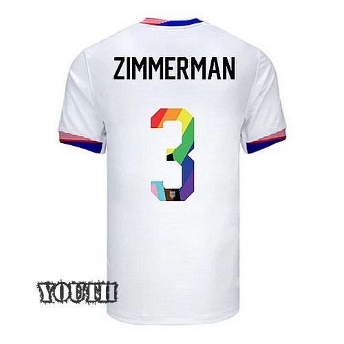 USA 2024/25 Walker Zimmerman Home Pride Youth Soccer Jersey - Click Image to Close