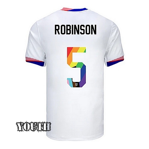 USA 2024/25 Antonee Robinson Home Pride Youth Soccer Jersey