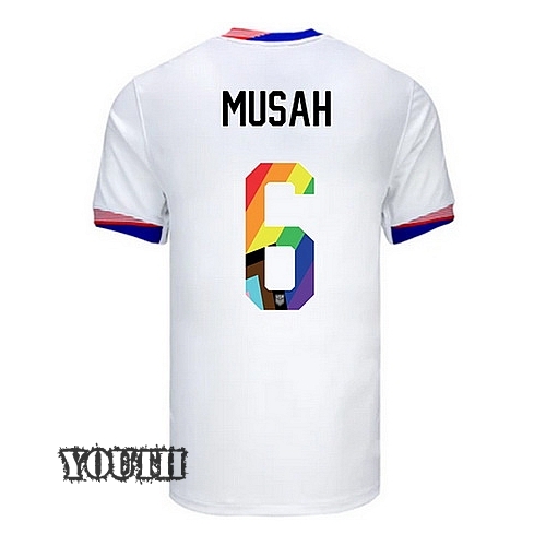 USA 2024/25 Yunus Musah Home Pride Youth Soccer Jersey