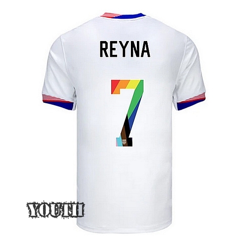 USA 2024/25 Giovanni Reyna Home Pride Youth Soccer Jersey