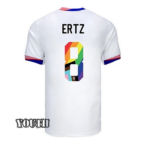 USA 2024/25 Julie Ertz Home Pride Youth Soccer Jersey